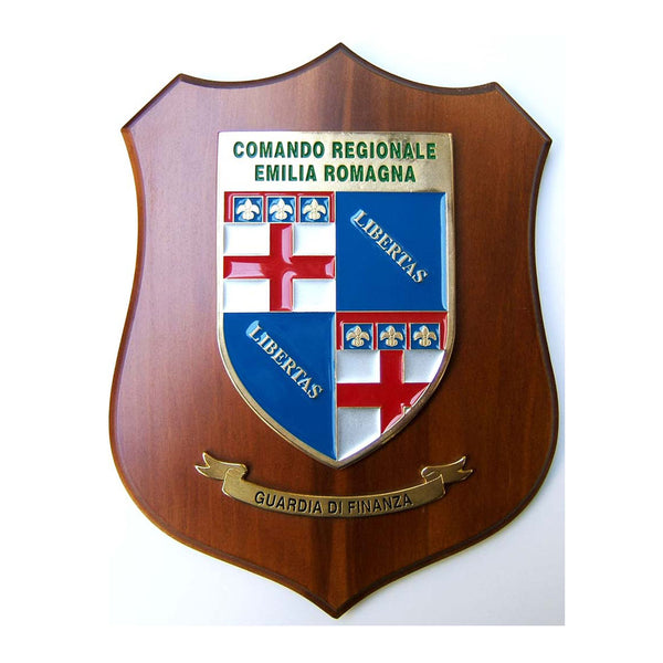 Crest in metallo smaltato su base in legno Comando Regionale